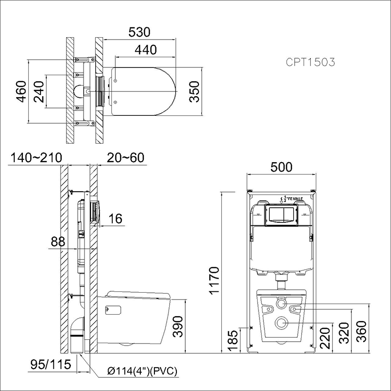  Bàn cầu Caesar treo tường CPT1503