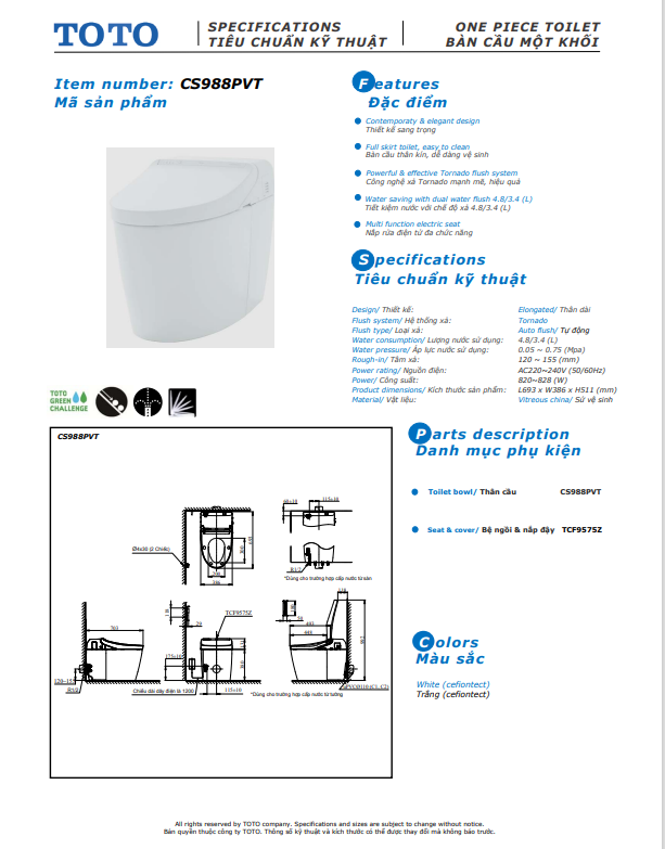 Bồn cầu thông minh ToTo NEOREST CS988PVT-TCF9575Z