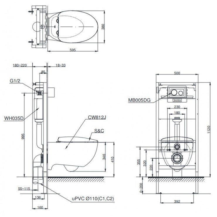 Bồn cầu treo tường ToTo CW812JWS-TC811SJ