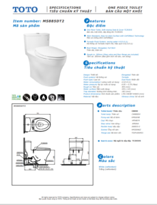 TSKT Bồn Cầu ToTo 1 Khối MS885DT2
