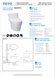TSKT Bồn Cầu ToTo 1 Khối MS887RT2