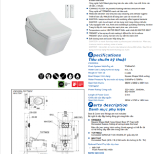 TSKT Bồn Cầu Thông Minh TOTO WASHLET+ CW522EA-TCF796CZ