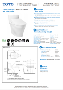 TSKT Bồn Cầu Thông Minh TOTO WASHLET+ MS855CDW12