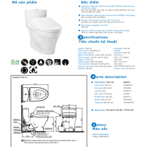 TSKT Bồn Cầu Thông Minh TOTO WASHLET+ MS885CDW12