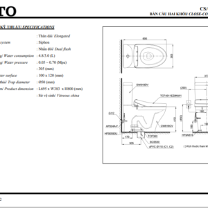 TSKT Bồn Cầu Thông Minh TOTO WASHLET+ CS818CDW12