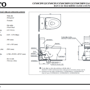 TSKT Bồn Cầu Thông Minh TOTO WASHLET+ CS769CDRW12 3