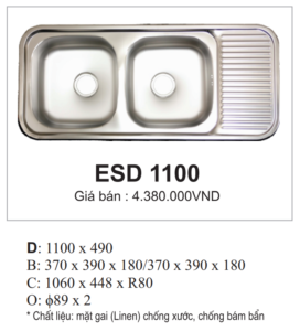 Chậu Rửa Bát Đĩa Nhập Khẩu Hàn Quốc ESD 1100