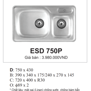 Chậu Rửa Chén Bát Nhập Khẩu Ecofa ESD 750P