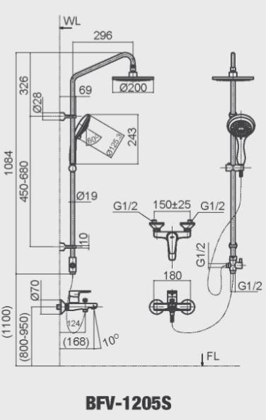 Sen cây inax - Sen tắm đứng BFV-1205S