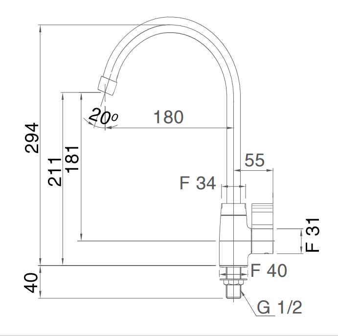 Vòi Rửa Bát INAX 1 Chế Độ Lạnh SFV-21