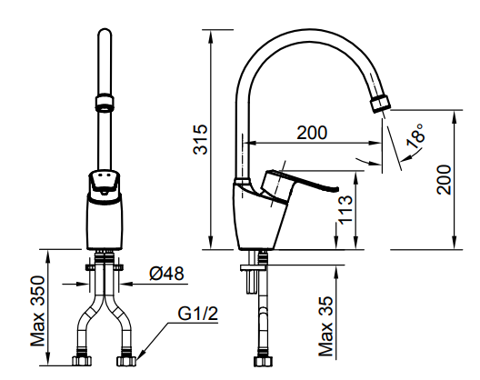 Vòi rửa bát Inax nóng lạnh SFV-2011S chính hãng