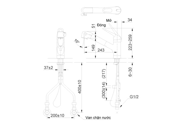 Vòi Rửa Bát INAX Dạng Rút JF-AB466SYX