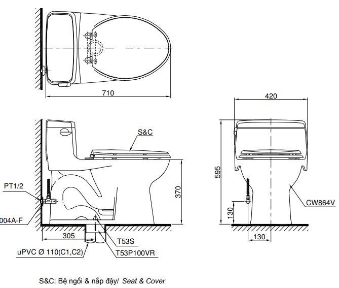 Bồn Cầu ToTo 1 Khối MS864T8