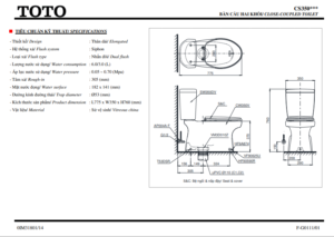 Bản vẽ bệt vệ sinh toto CS350DT2