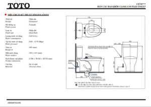 Bản vẽ kỹ thuật bồn cầu ToTo CS735