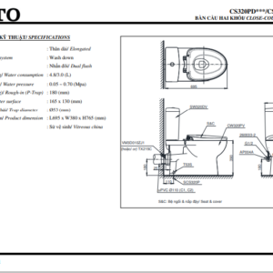 Bản vẽ Bàn Cầu TOTO CS320DRT3 2 Khối