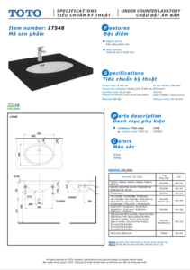 TSKT Chậu Rửa Mặt Âm Bàn ToTo LT548