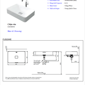 TSKT Chậu Lavabo TOTO PJS03WEMW