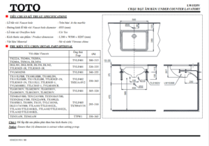 TSKT Chậu Rửa Mặt Âm Bàn ToTo LW1535V