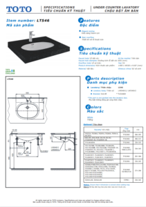 Chậu Lavabo TOTO Âm Bàn LT546