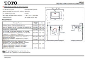 TSKT Chậu Rửa Mặt TOTO Âm Bàn LT505T